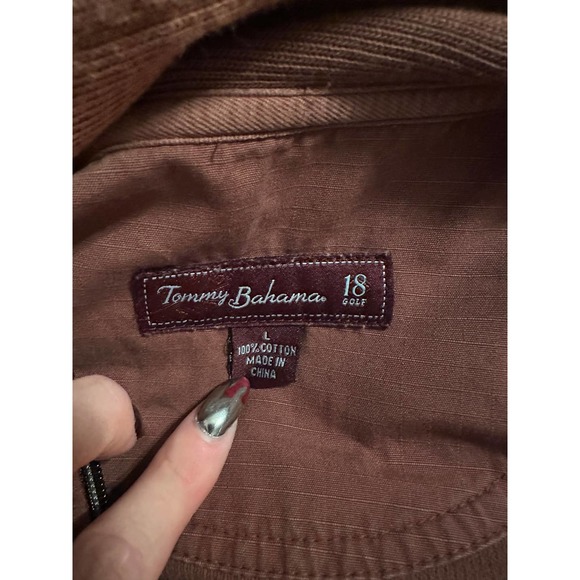 Tommy Bahama Mens Sweater Pullover Quarter Zip Long Sleeve Mock Neck Brown Large - Picture 4 of 5